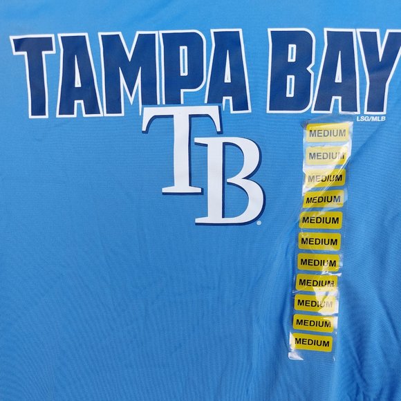 Majestic MLB Tampa Bay Rays Men's Light Blue Evolution Cool Base T-Shirt - Picture 2 of 4